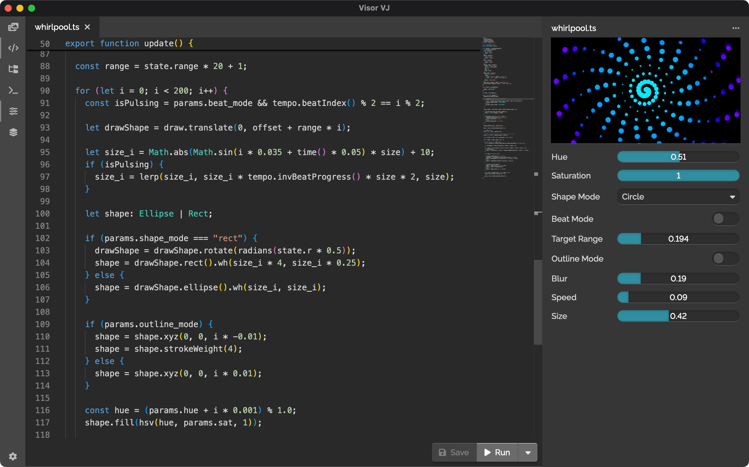 Visor VJ creative coding